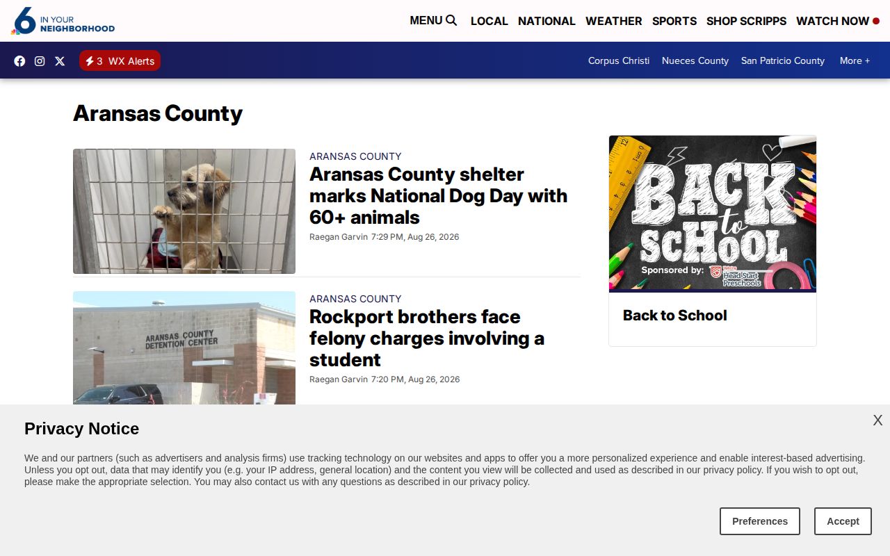 Aransas County crime-news context for Aransas Pass arrest and booking records